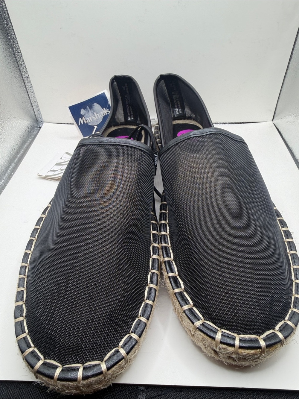 Zara Black Espadrille Slip-On Loafers